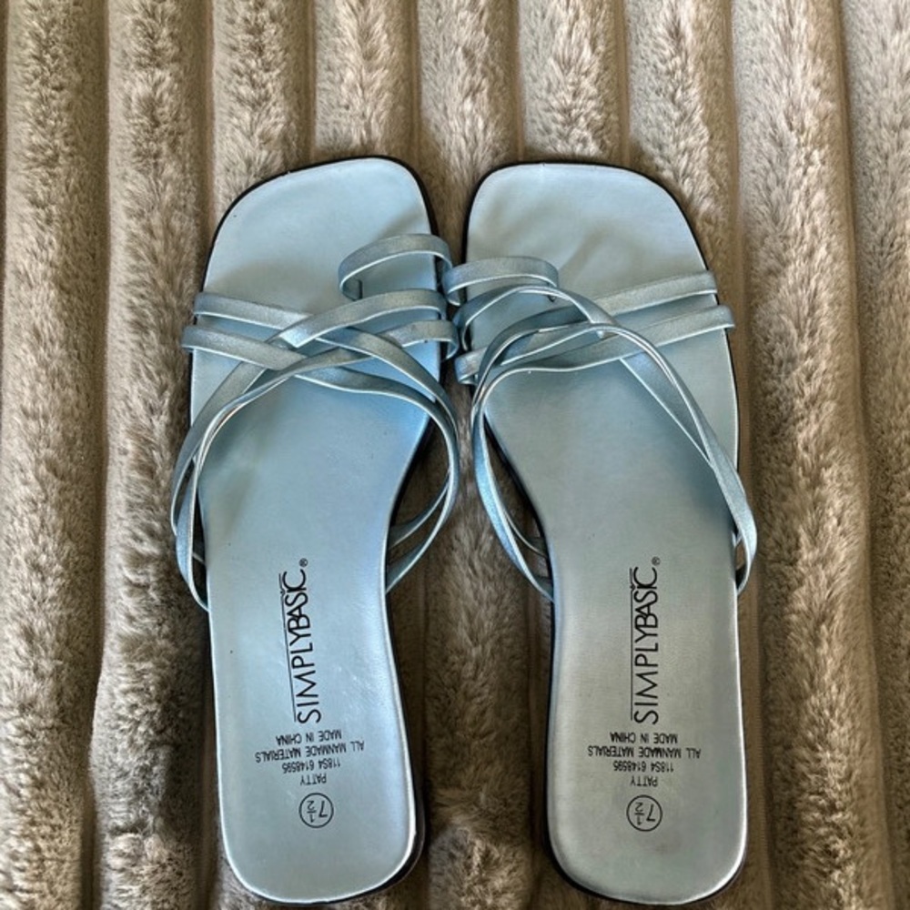 Blue Minimalist Flat Sandals